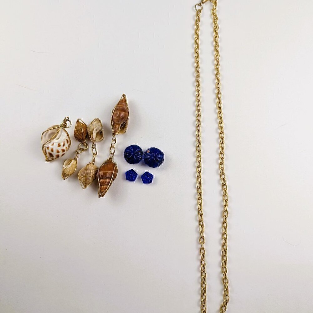 Wire-Wrapped Seashell Charms & Gold Chain - Picture 6 of 6